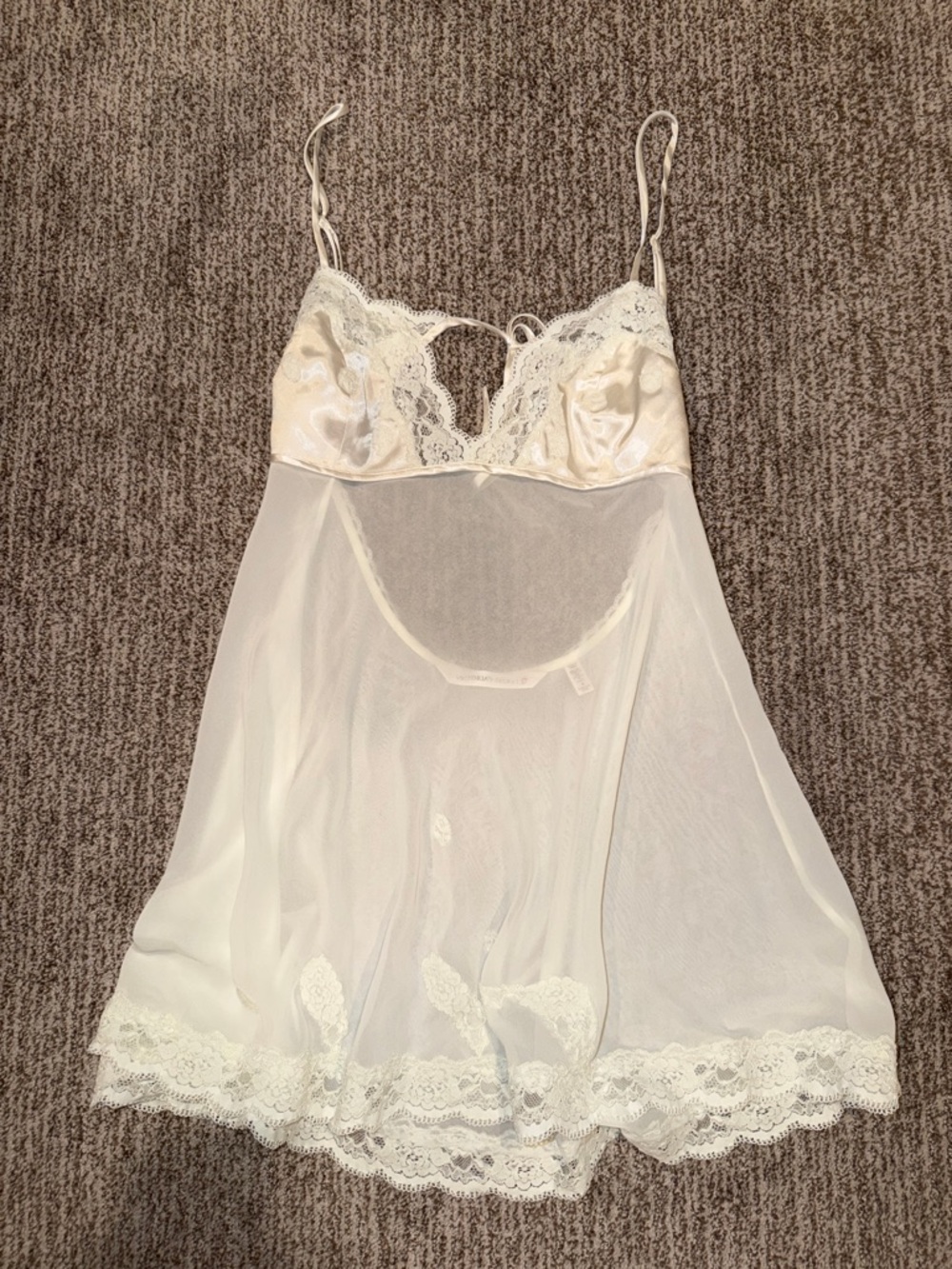 Victoria's Secret Ivory Lace & Sheer Chemise
